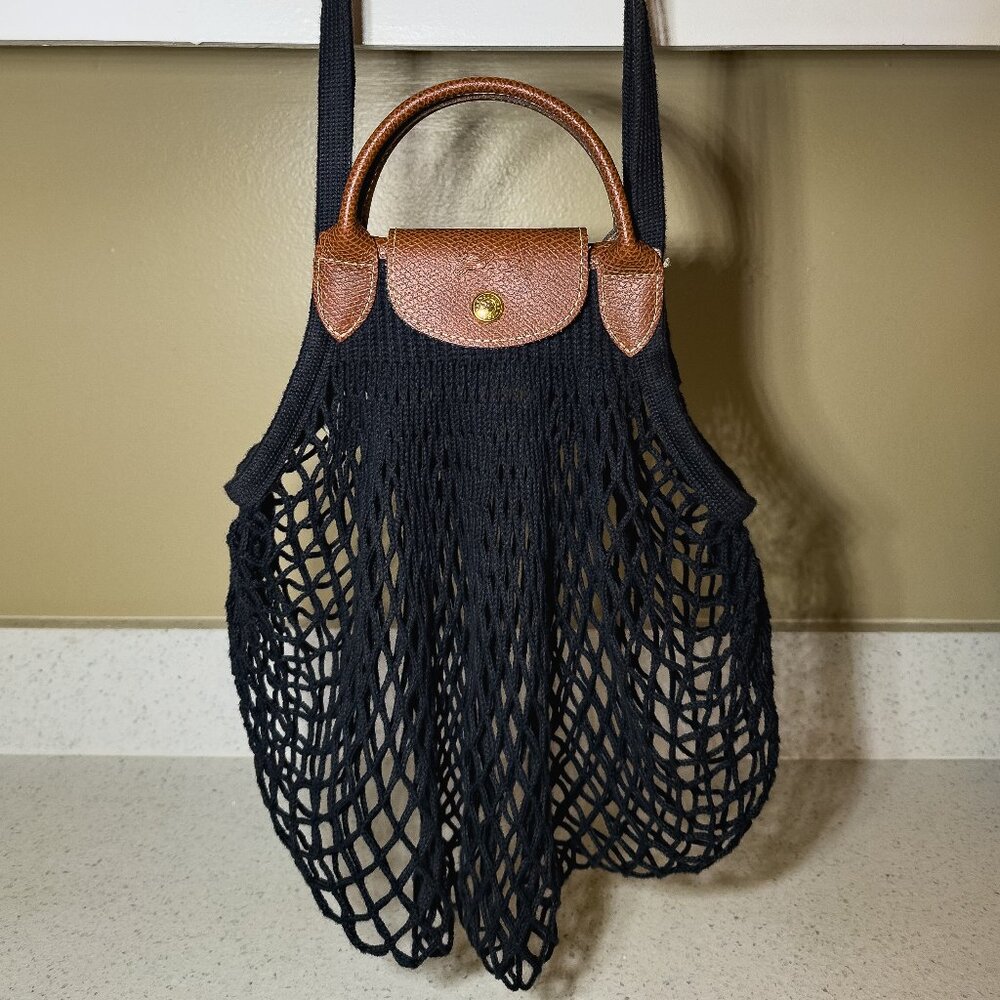 Longchamp Le Pliage Filet L Mesh Bag Black - Canvas